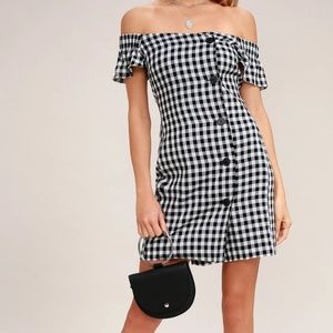 Lulus gingham off shoulder dress